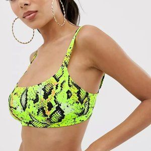 NWT ASOS Design | Bikini Top | Neon Snake Print | 32 E/F | Fuller Bust
